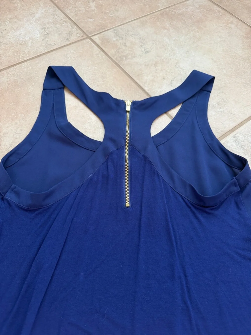 Express Navy Racerback Shell Tank with Back Zip - Picture 6 of 6